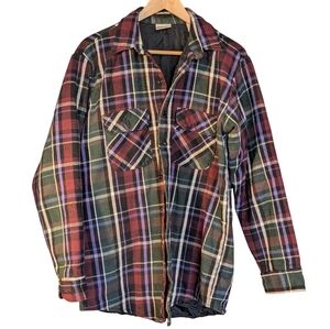 Field & Stream Multicolor Flannel Quilted Lined Shacket Outdoor Work Cabincore